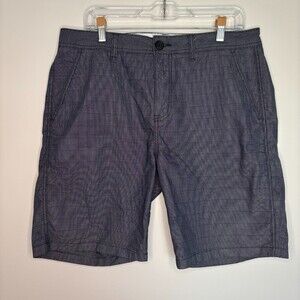 EZEKIEL Micro Check 9" Shorts Mens 36 Navy Stretch Slash Pockets Golf Preppy